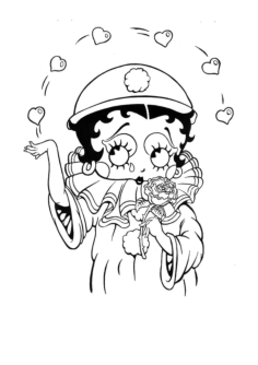 Betty Boop With Flower Coloring Pdf, Free Vectors File